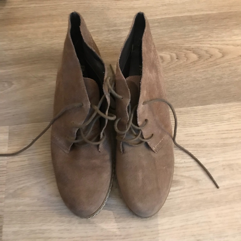 Franco Sarto suede lace up wedge boots